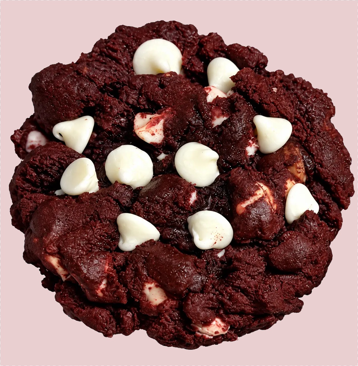 Red Velvet cookie with white chocolate chips